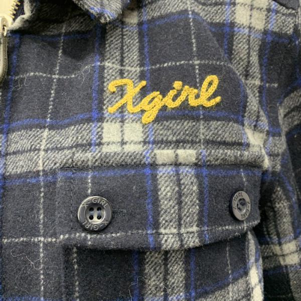 エックスガール X-girl ジャケット、上着 アウター ジャケット チェック ジップアップ X-girl HOLIDAY CPO JACKET 1 チェック 青 / ブルー / X 灰 / グレー / X 紺 / ネイビー / レディース USED 古着 中古 10027610