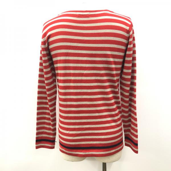 バーバリーブラックレーベル BURBERRY BLACK LABEL ニット、セーター セーター ニット 長袖 ボーダー クルーネック 2 ボーダー柄 灰 / グレー / X 赤 / レッド / メンズ USED 古着 中古 10027751