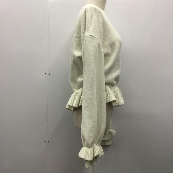 レイビームス Ray BEAMS ニット、セーター セーター ニット 長袖 無地 フリル 無地 白 / ホワイト / レディース USED 古着 中古 10027885