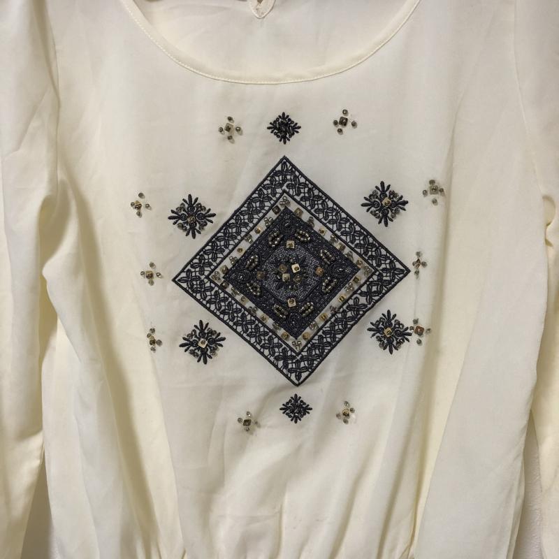 アルシーヴ archives カットソー 七分袖 M 無地 X 刺繍 X  白 / ホワイト / X 黒 / ブラック / X 金 / ゴールド /  レディース USED 古着 中古 10029108