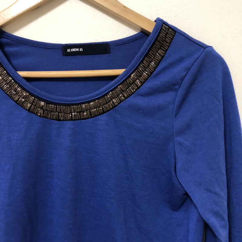 アズノゥアズ as know as カットソー 長袖 ビーズ 無地 X  青 / ブルー / X 黒 / ブラック / X 茶 / ブラウン /  レディース USED 古着 中古 10029116