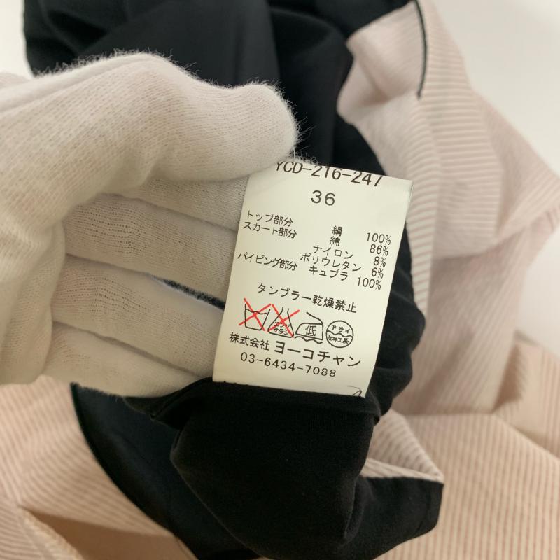 ヨーコチャン YOKO CHAN ワンピース ひざ丈スカート 36 無地 X ストライプ 黒 / ブラック / X 桃 / ピンク / レディース USED 古着 中古 10029235