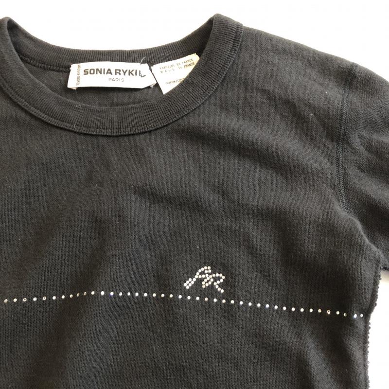 ソニアリキエル SONIA RYKIEL カットソー 半袖 ショート丈カットソー ラインストーン 無地 X ロゴ、文字 X ワンポイント X  黒 / ブラック /  レディース USED 古着 中古 10029275