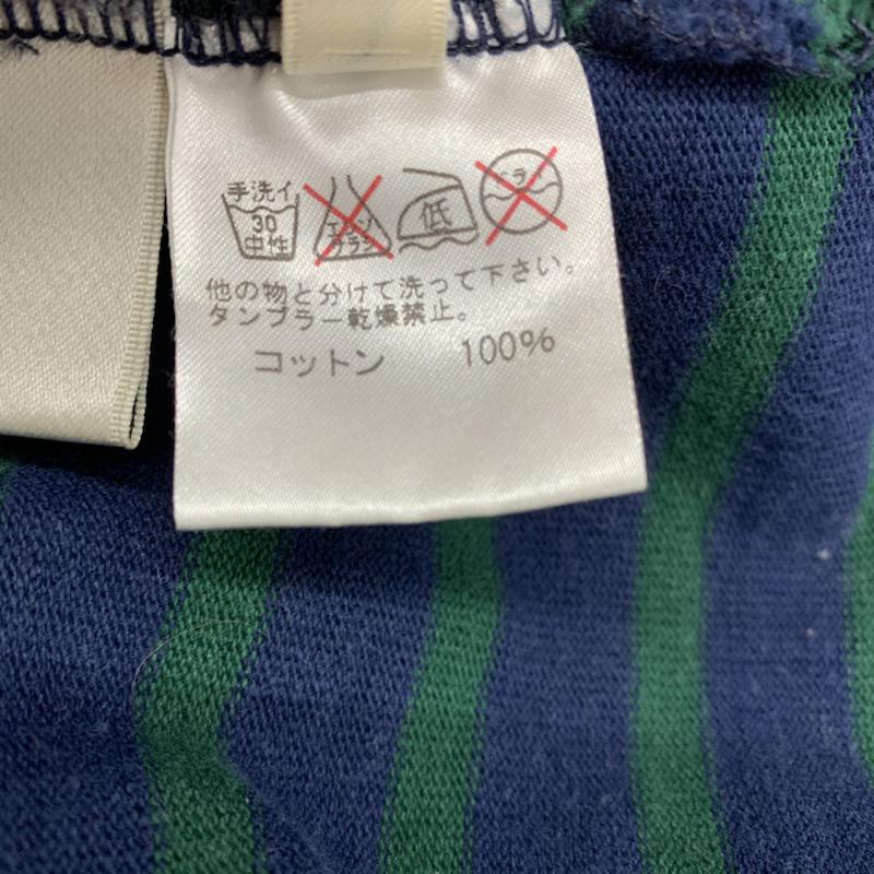 ルミノア Le Minor チュニック 七分袖 ボーダー ワンピース 38 ボーダー柄 紺 / ネイビー / X 緑 / グリーン / レディース USED 古着 中古 10029456