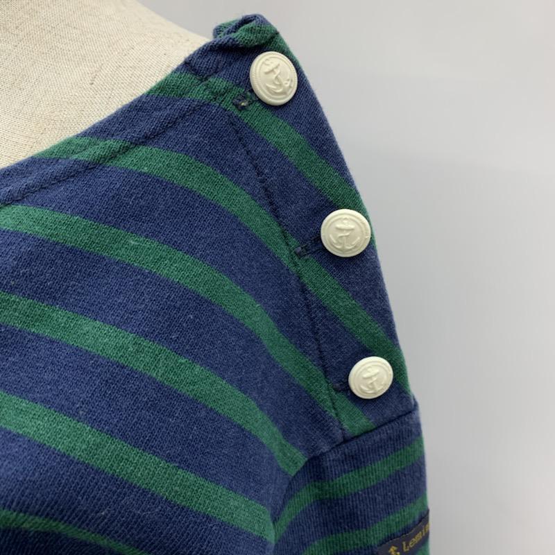 ルミノア Le Minor チュニック 七分袖 ボーダー ワンピース 38 ボーダー柄 紺 / ネイビー / X 緑 / グリーン / レディース USED 古着 中古 10029456