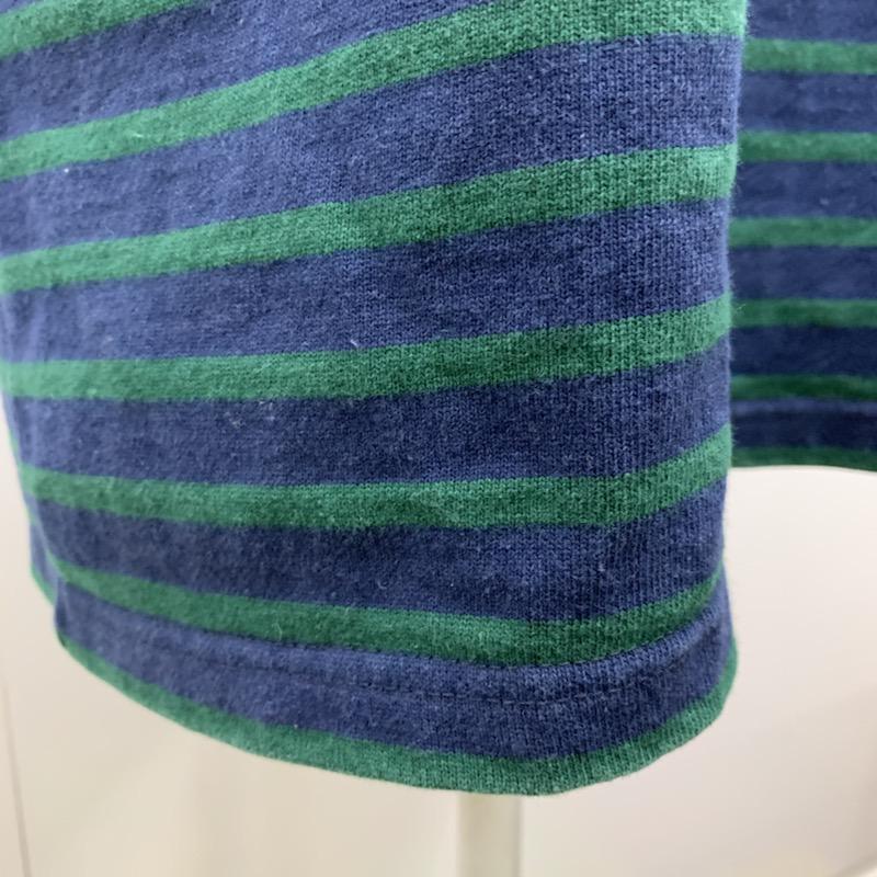 ルミノア Le Minor チュニック 七分袖 ボーダー ワンピース 38 ボーダー柄 紺 / ネイビー / X 緑 / グリーン / レディース USED 古着 中古 10029456