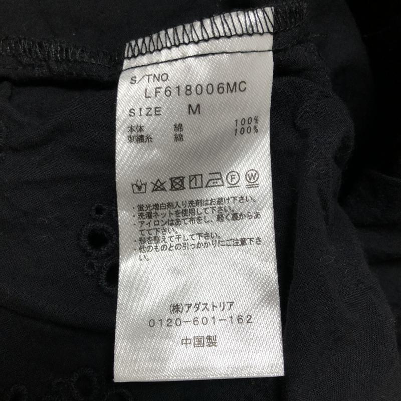 ローリーズファーム LOWRYS FARM カットソー 半袖 M 無地 X 花柄 黒 / ブラック /  レディース USED 古着 中古 10029531