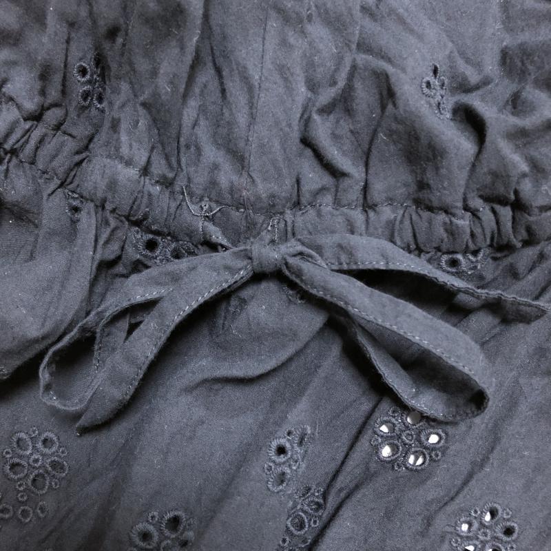 ローリーズファーム LOWRYS FARM カットソー 半袖 M 無地 X 花柄 黒 / ブラック /  レディース USED 古着 中古 10029531