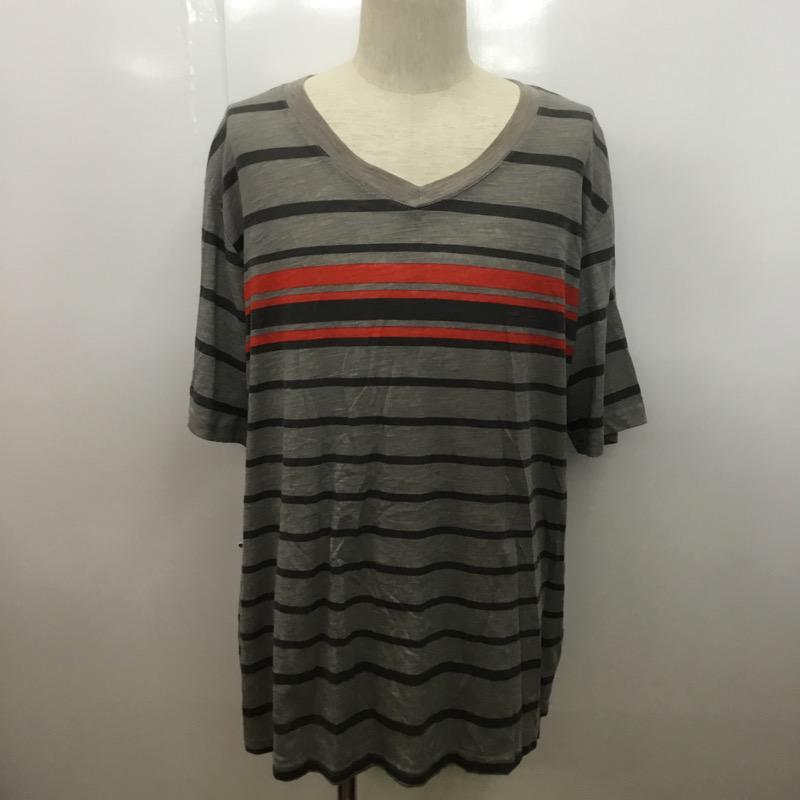メンズ メンズ Tシャツ 半袖 Vネック ボーダー 3L ボーダー柄 灰 / グレー / X ダークグレー / ダークグレー / X 赤 / レッド / メンズ USED 古着 中古 10029769