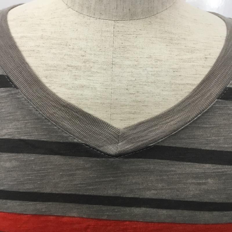 メンズ メンズ Tシャツ 半袖 Vネック ボーダー 3L ボーダー柄 灰 / グレー / X ダークグレー / ダークグレー / X 赤 / レッド / メンズ USED 古着 中古 10029769