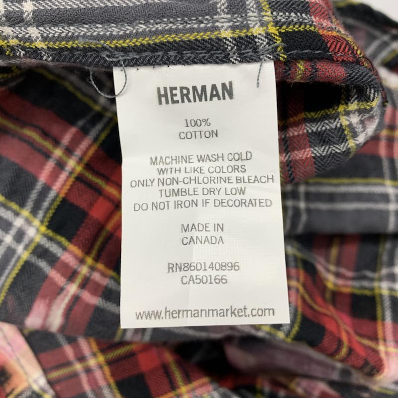 ハーマンオム HERMAN HOMME シャツ、ブラウス 長袖 XL チェック 赤 / レッド / メンズ USED 古着 中古 10029991