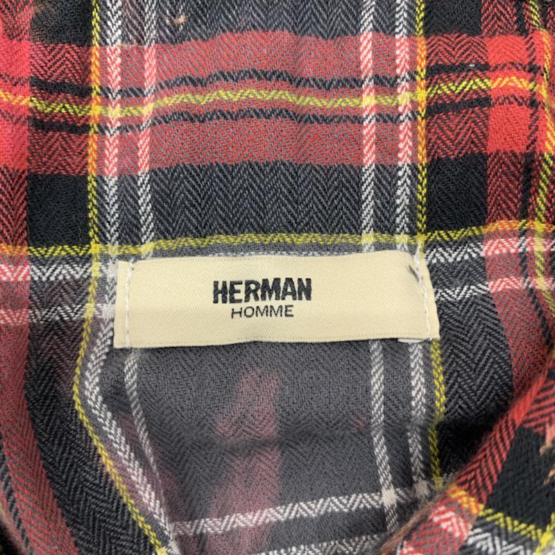 ハーマンオム HERMAN HOMME シャツ、ブラウス 長袖 XL チェック 赤 / レッド / メンズ USED 古着 中古 10029991