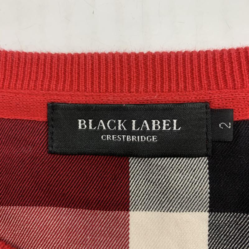 ブラックレーベル・クレストブリッジ BLACK LABEL CRESTBRIDGE ニット、セーター 長袖 無地 Vネック ワンポイント 2 無地 X ワンポイント 赤 / レッド / メンズ USED 古着 中古 10030115