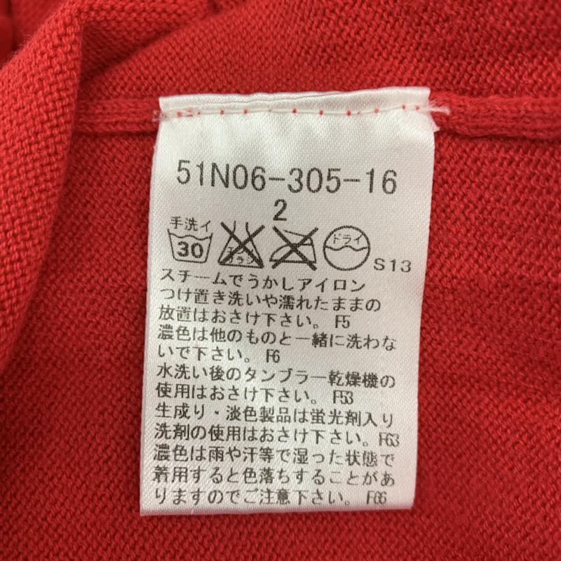 ブラックレーベル・クレストブリッジ BLACK LABEL CRESTBRIDGE ニット、セーター 長袖 無地 Vネック ワンポイント 2 無地 X ワンポイント 赤 / レッド / メンズ USED 古着 中古 10030115