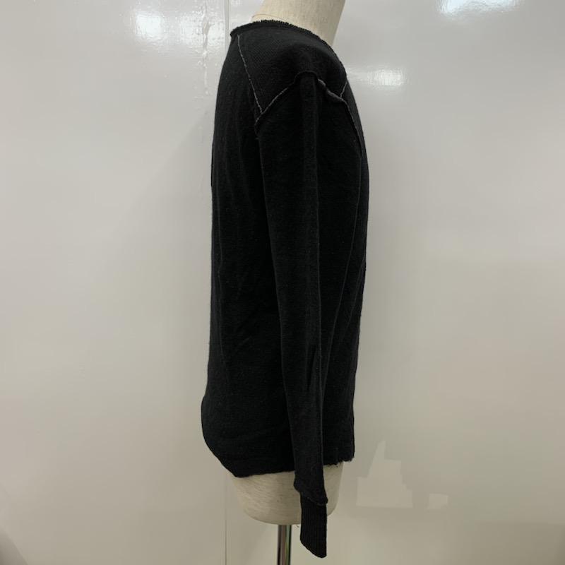 バーバリーブラックレーベル BURBERRY BLACK LABEL ニット、セーター 長袖 無地 クルーネック ワンポイント 2 無地 X ワンポイント 黒 / ブラック / X 灰 / グレー / メンズ USED 古着 中古 10030136
