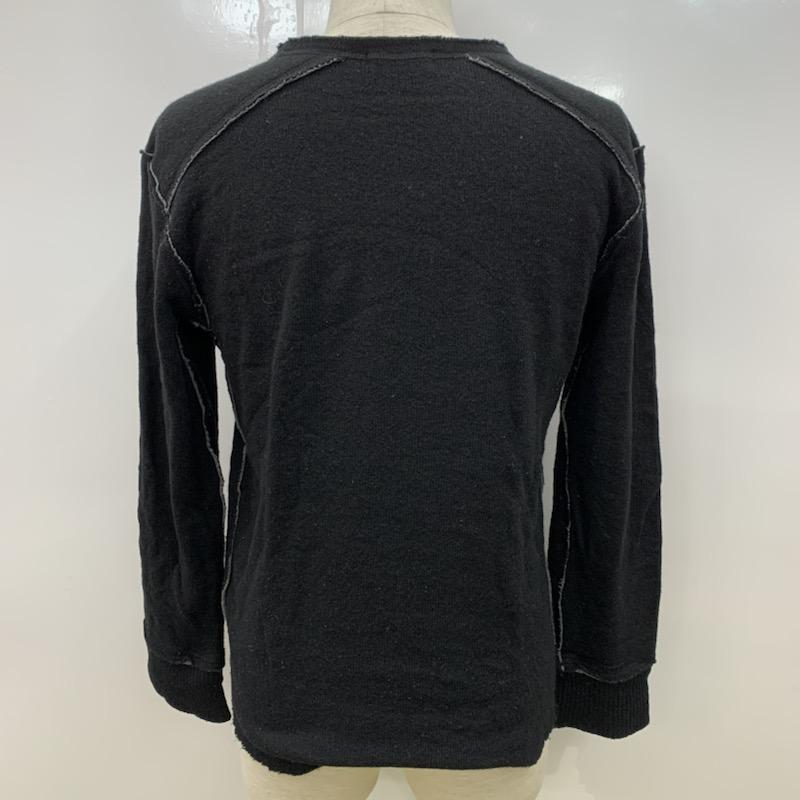 バーバリーブラックレーベル BURBERRY BLACK LABEL ニット、セーター 長袖 無地 クルーネック ワンポイント 2 無地 X ワンポイント 黒 / ブラック / X 灰 / グレー / メンズ USED 古着 中古 10030136