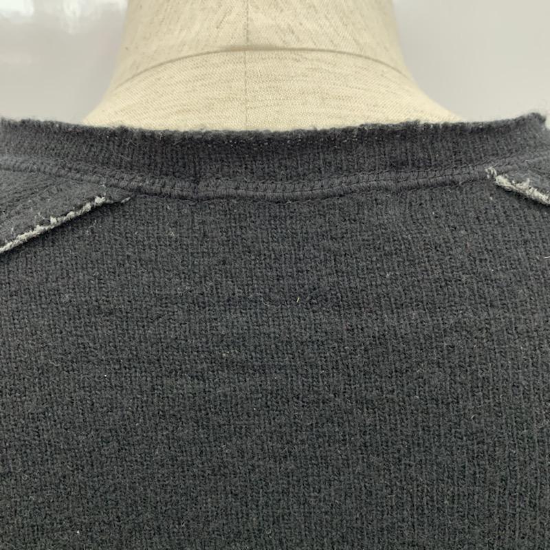 バーバリーブラックレーベル BURBERRY BLACK LABEL ニット、セーター 長袖 無地 クルーネック ワンポイント 2 無地 X ワンポイント 黒 / ブラック / X 灰 / グレー / メンズ USED 古着 中古 10030136
