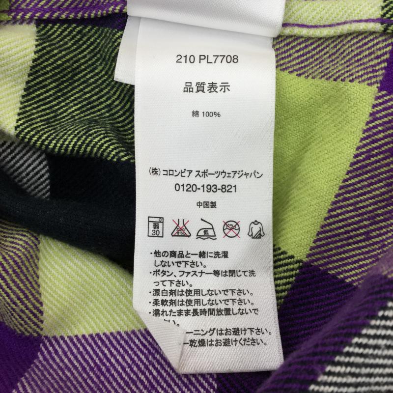 コロンビア Columbia シャツ、ブラウス 長袖 S チェック 白 / ホワイト / X 紫 / パープル / X 緑 / グリーン / X 黄緑 / イエローグリーン / レディース USED 古着 中古 10030489