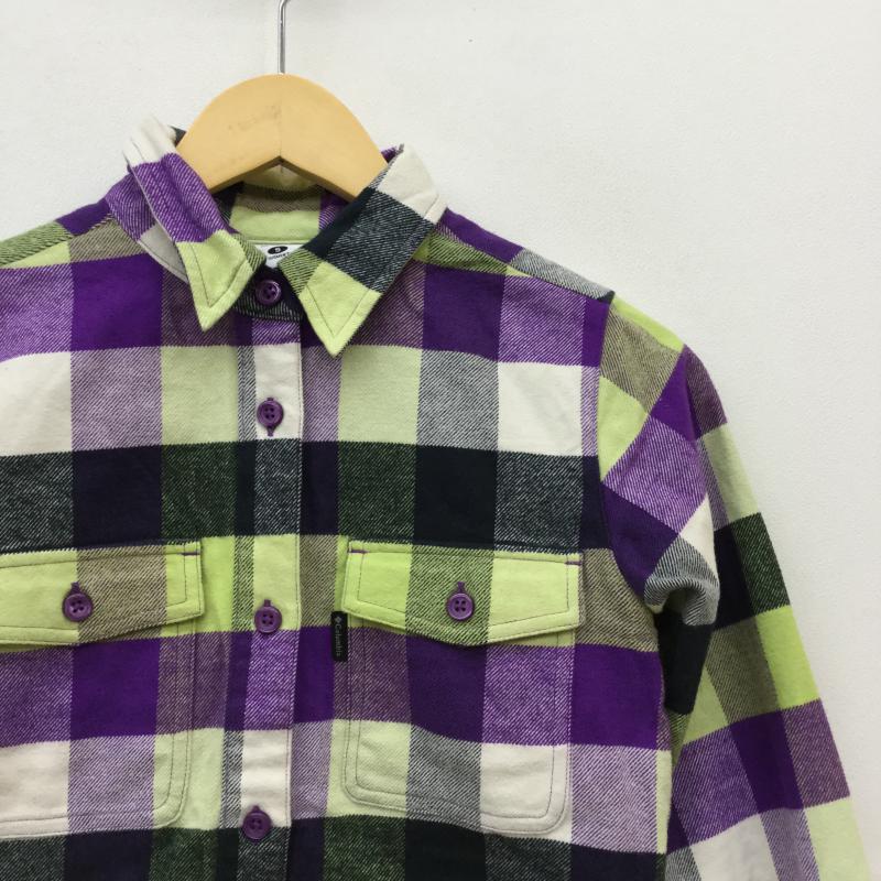 コロンビア Columbia シャツ、ブラウス 長袖 S チェック 白 / ホワイト / X 紫 / パープル / X 緑 / グリーン / X 黄緑 / イエローグリーン / レディース USED 古着 中古 10030489