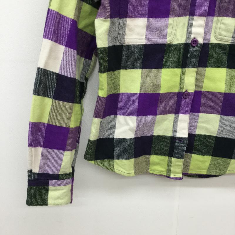 コロンビア Columbia シャツ、ブラウス 長袖 S チェック 白 / ホワイト / X 紫 / パープル / X 緑 / グリーン / X 黄緑 / イエローグリーン / レディース USED 古着 中古 10030489