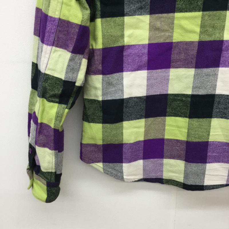 コロンビア Columbia シャツ、ブラウス 長袖 S チェック 白 / ホワイト / X 紫 / パープル / X 緑 / グリーン / X 黄緑 / イエローグリーン / レディース USED 古着 中古 10030489