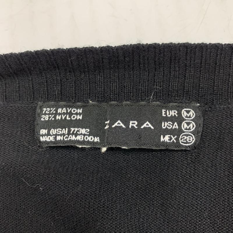 ザラ ZARA カーディガン 長袖 レイヤードカーディガン M 無地 黒 / ブラック / レディース USED 古着 中古 10030547