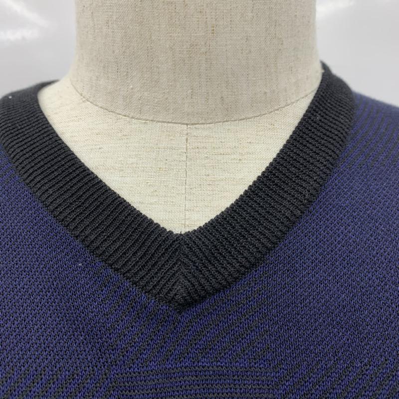 ブラックレーベル・クレストブリッジ BLACK LABEL CRESTBRIDGE カットソー 長袖 Vネック チェック ワンポイント M チェック X ワンポイント 黒 / ブラック / X 紺 / ネイビー / メンズ USED 古着 中古 10030704