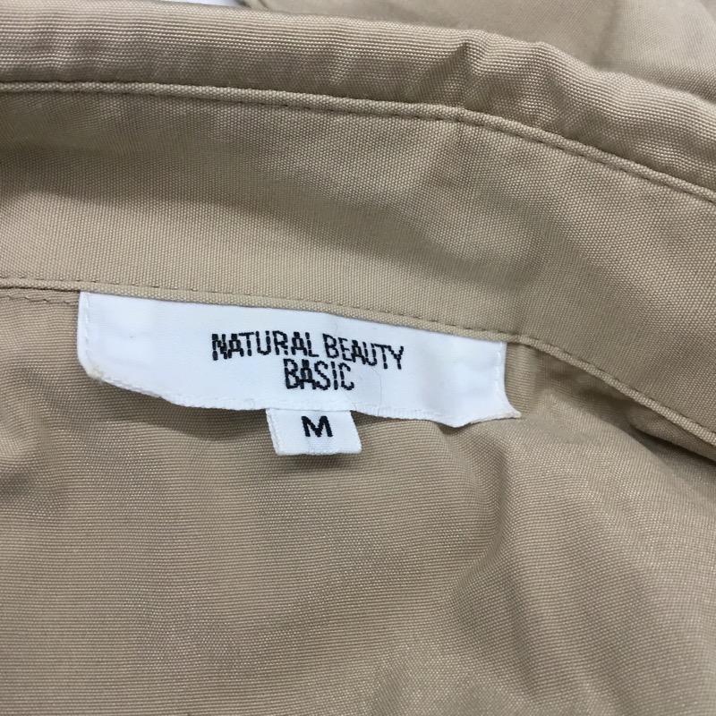 ナチュラルビューティーベーシック NATURAL BEAUTY BASIC ワンピース ひざ丈スカート ロールアップシャツワンピース M 無地 ベージュ / ベージュ / レディース USED 古着 中古 10030849
