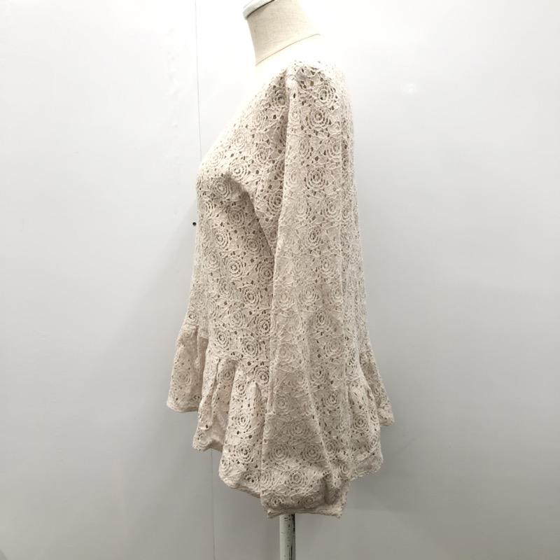 アパートバイローリーズ apart by lowrys カットソー 長袖 フラワーレース ペプラムカットソー L レース柄 ベージュ / ベージュ /  レディース USED 古着 中古 10030927