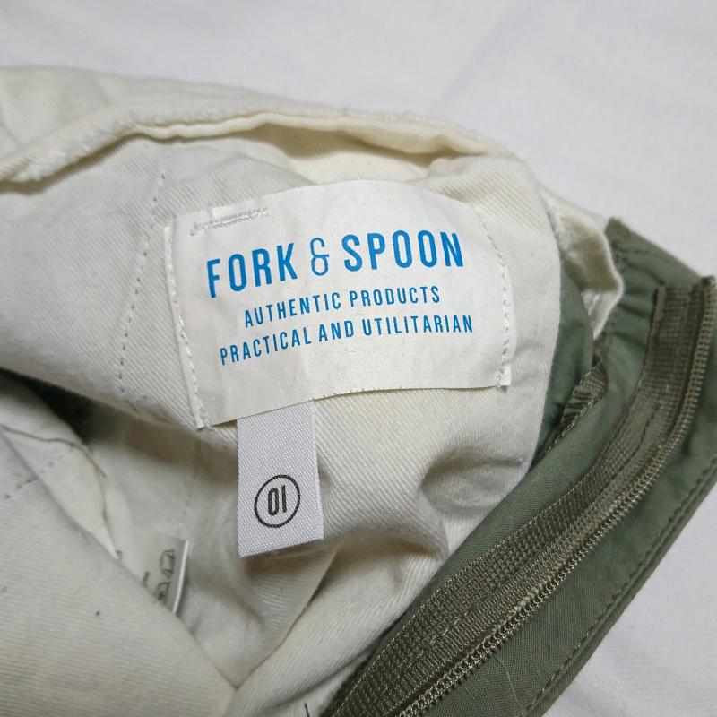 フォーク&スプーン FORK&SPOON パンツ チノパン 1 無地 カーキ / カーキ / レディース USED 古着 中古 10031066