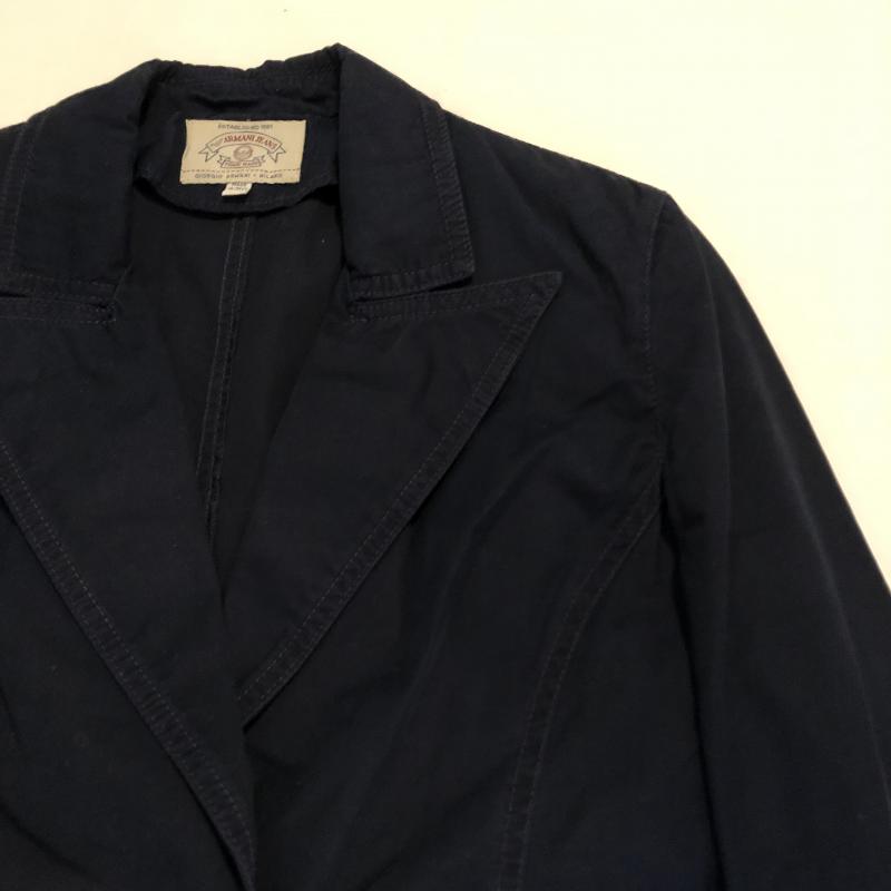 アルマーニジーンズ ARMANI JEANS ジャケット、上着 ジャケット、ブレザー コットンジャケット 無地 紺 / ネイビー / レディース USED 古着 中古 10031070