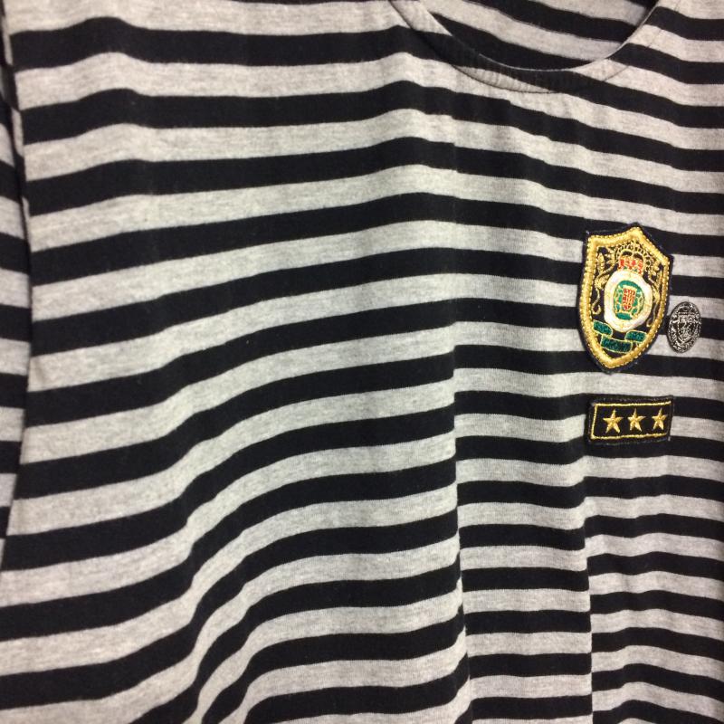 ローリーズファーム LOWRYS FARM カットソー 長袖 M ストライプ X  黒 / ブラック / X 灰 / グレー /  レディース USED 古着 中古 10031071