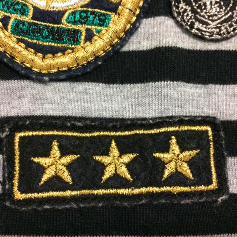 ローリーズファーム LOWRYS FARM カットソー 長袖 M ストライプ X  黒 / ブラック / X 灰 / グレー /  レディース USED 古着 中古 10031071