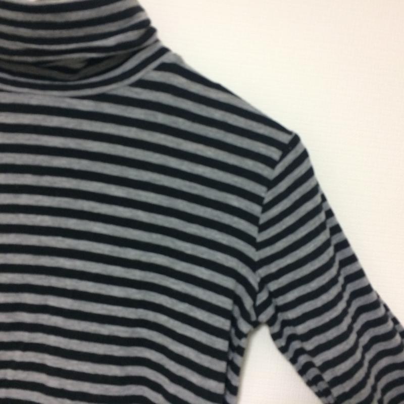 ローリーズファーム LOWRYS FARM カットソー 長袖 タートルネック M ストライプ 黒 / ブラック / X 灰 / グレー /  レディース USED 古着 中古 10031076