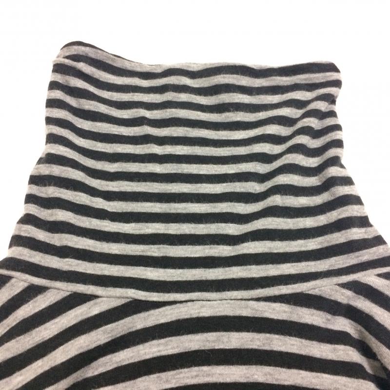 ローリーズファーム LOWRYS FARM カットソー 長袖 タートルネック M ストライプ 黒 / ブラック / X 灰 / グレー /  レディース USED 古着 中古 10031076