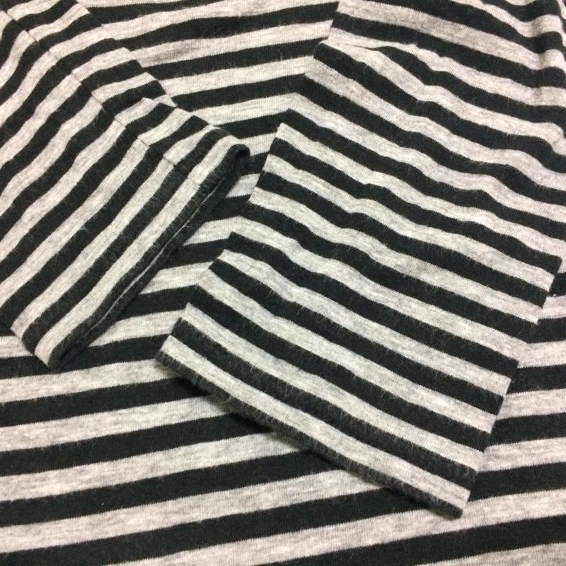 ローリーズファーム LOWRYS FARM カットソー 長袖 タートルネック M ストライプ 黒 / ブラック / X 灰 / グレー /  レディース USED 古着 中古 10031076