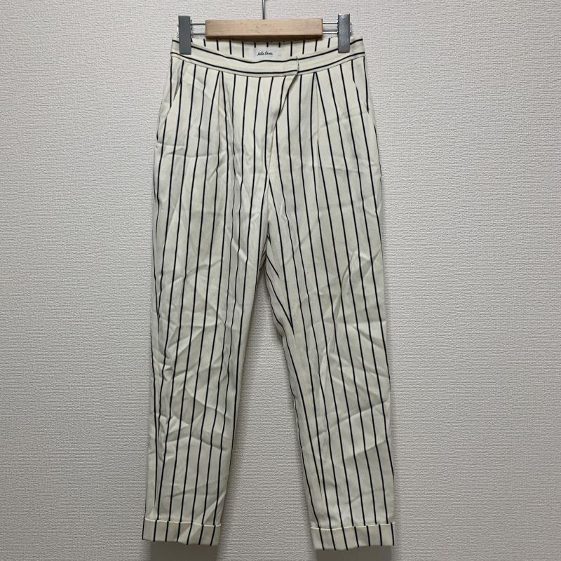 ミラオーウェン Mila Owen パンツ スラックス テーパード 0 ストライプ 白 / ホワイト / X 黒 / ブラック / レディース USED 古着 中古 10031111