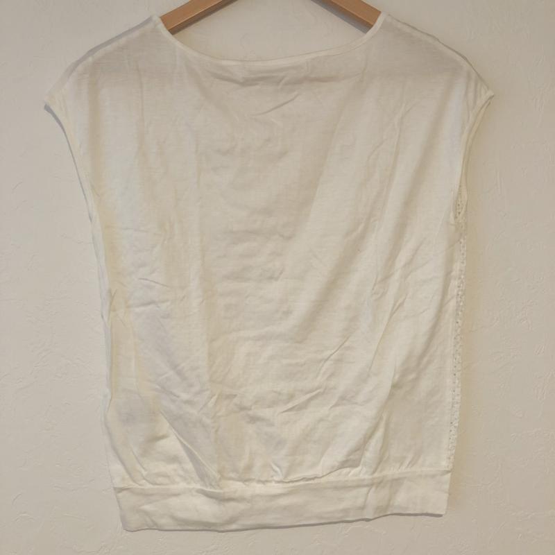 エフデ ef-de カットソー 半袖 ビジューカットソー フリル フレンチスリーブ 9 無地 白 / ホワイト /  レディース USED 古着 中古 10031116