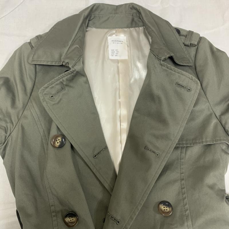 ページボーイ PAGEBOY コート トレンチコート ミドル丈トレンチコート M 無地 カーキ / カーキ / レディース USED 古着 中古 10031135