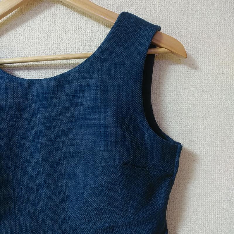 ダズリン dazzlin カットソー 半袖 裾プリーツ M チェック 紺 / ネイビー /  レディース USED 古着 中古 10031142