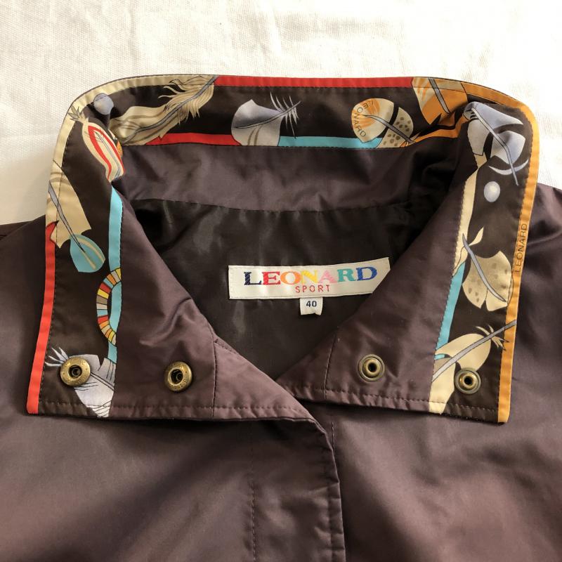 レオナールスポーツ LEONARD SPORT ベスト ベスト ボタンベスト ブルゾン 40 無地 X ロゴ、文字 X ワンポイント X プリント X 総柄 X 茶 / ブラウン / X マルチカラー / マルチカラー / レディース USED 古着 中古 10031464