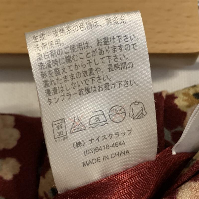 ナイスクラップ NICE CLAUP パンツ キュロット スカートインパンツ 花柄 えんじ / ワインレッド / X 桃 / ピンク / X 黄 / イエロー / X 緑 / グリーン / レディース USED 古着 中古 10031547