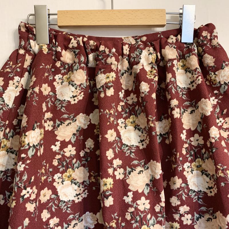 ナイスクラップ NICE CLAUP パンツ キュロット スカートインパンツ 花柄 えんじ / ワインレッド / X 桃 / ピンク / X 黄 / イエロー / X 緑 / グリーン / レディース USED 古着 中古 10031547