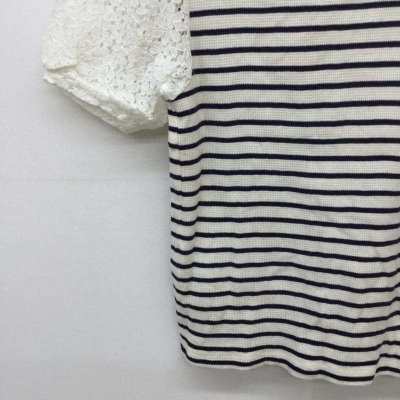 ヘザー Heather カットソー 半袖 FREE ボーダー柄 白 / ホワイト / X 紺 / ネイビー /  レディース USED 古着 中古 10031657