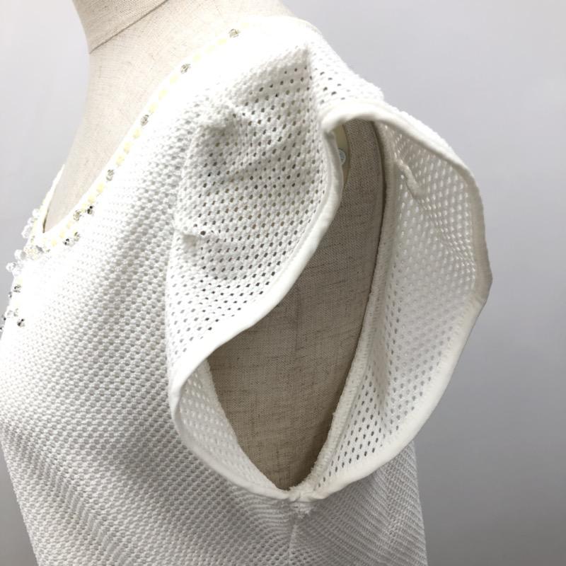 ミッシュマッシュ MISCH MASCH カットソー 半袖 ビジュー付フレンチスリーブカットソー M 無地 白 / ホワイト /  レディース USED 古着 中古 10031712