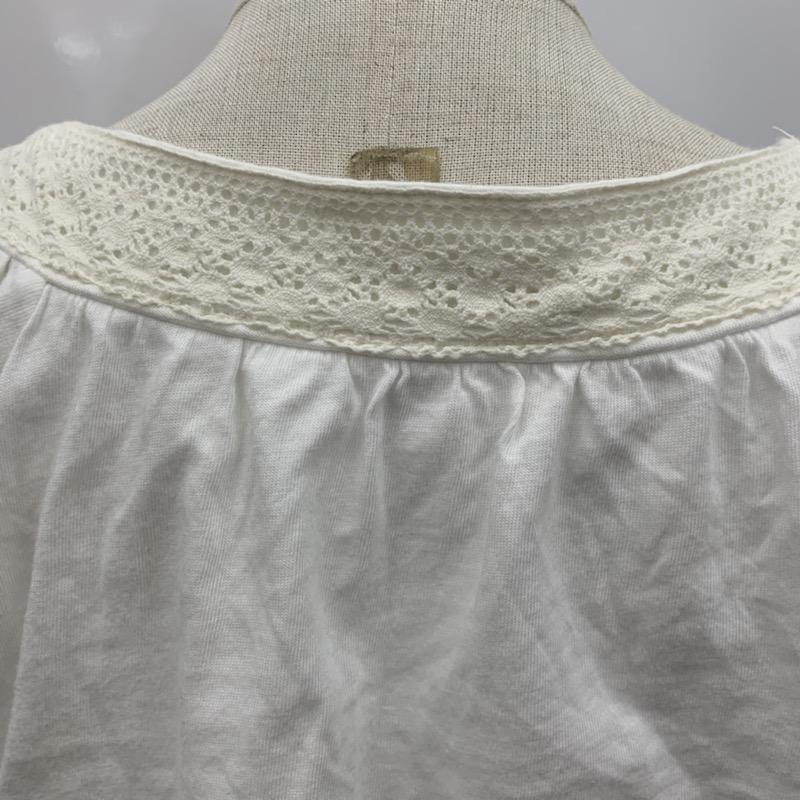 エフデ ef-de カットソー 半袖 無地 フリル レース 9 無地 白 / ホワイト /  レディース USED 古着 中古 10031823