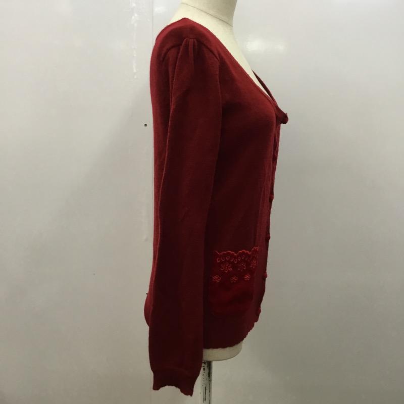 ジルスチュアート JILLSTUART カーディガン 長袖 無地 FREE 無地 赤 / レッド / レディース USED 古着 中古 10031903