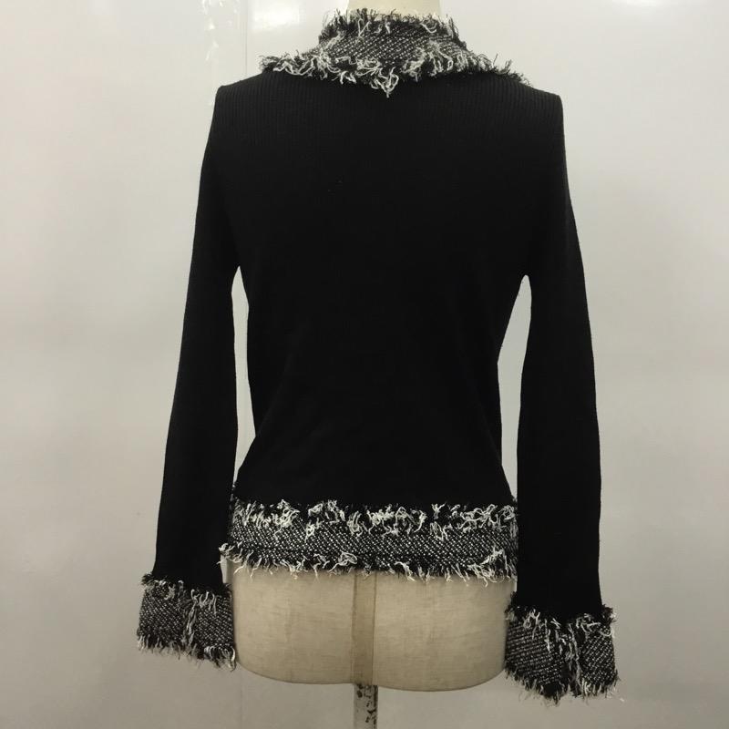 ルスーク LESOUK カーディガン 長袖 無地 リブ 38 無地 X 黒 / ブラック / X 白 / ホワイト / レディース USED 古着 中古 10031905