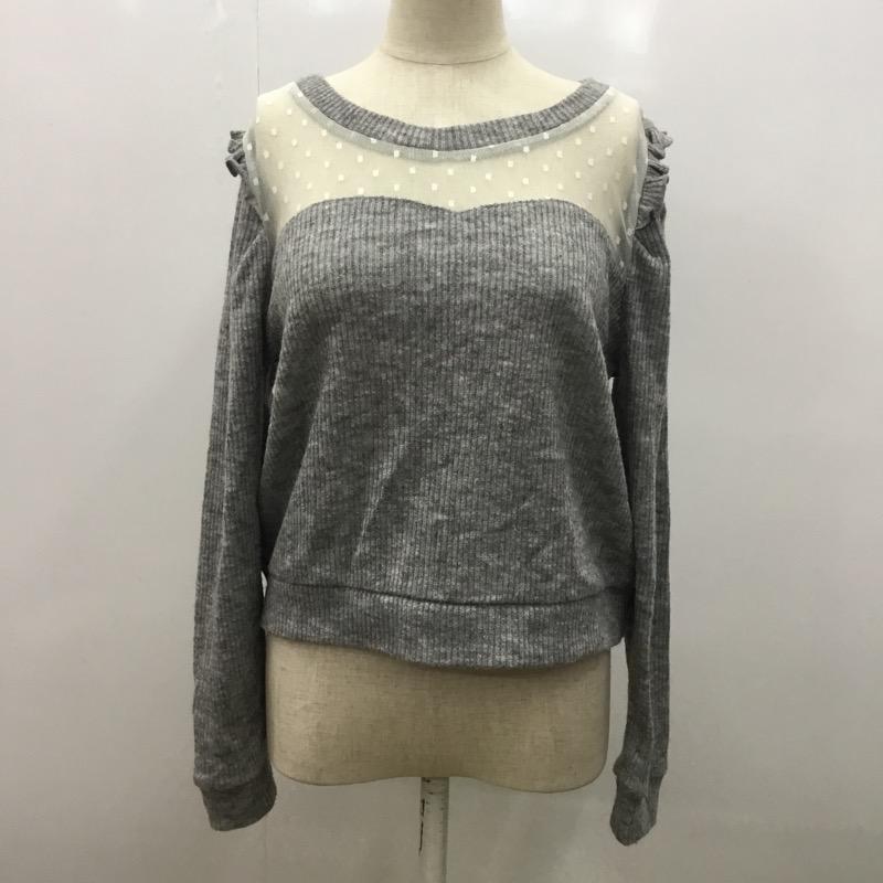 ヘザー Heather ニット、セーター 長袖 無地 ドット フリル 無地 X ドット 白 / ホワイト / X 灰 / グレー / レディース USED 古着 中古 10031988