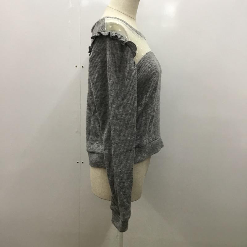 ヘザー Heather ニット、セーター 長袖 無地 ドット フリル 無地 X ドット 白 / ホワイト / X 灰 / グレー / レディース USED 古着 中古 10031988
